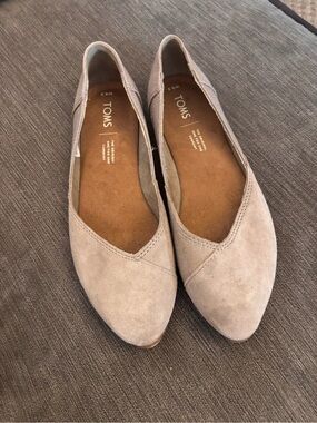Toms Jutti Neat Womens Flats Sz 6.5 Desert Taupe Suede Canvas Slip On